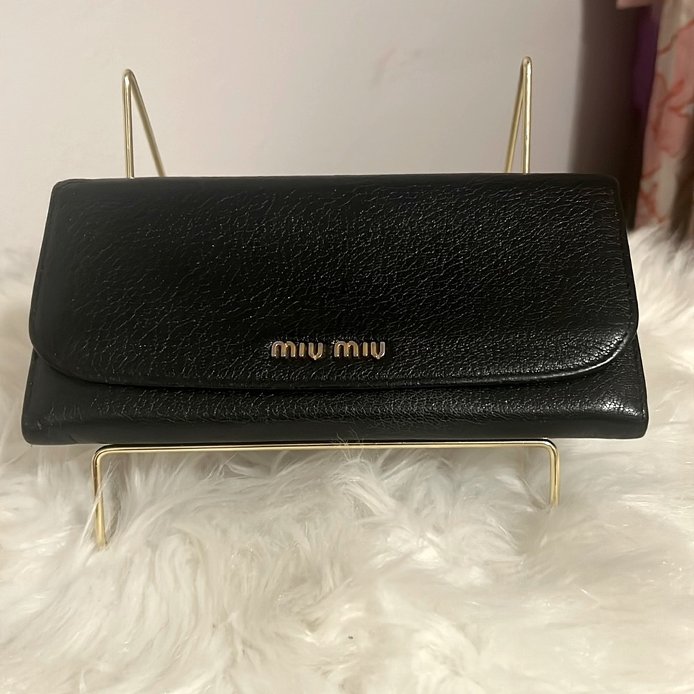 Miu Miu Double Snap Wallet- Black
